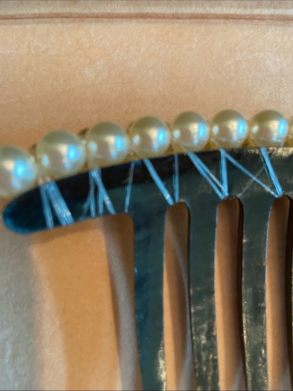 Vintage Deadstock Three Row Pearl Hair Comb. Mint.